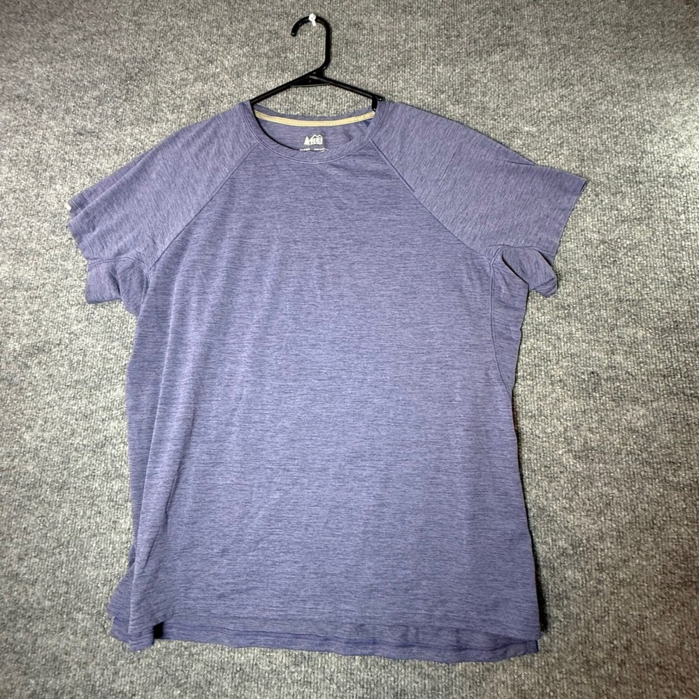 REI Co-op Womens XL Heathered Blue Purple Raglan Short Sleeve Active Hiking Tee
